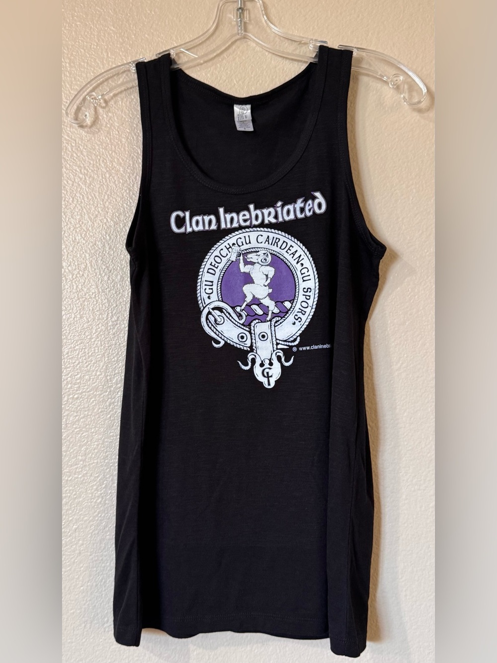 Clan Inebriated Scottish Crest Graphic Tank Top Small Black